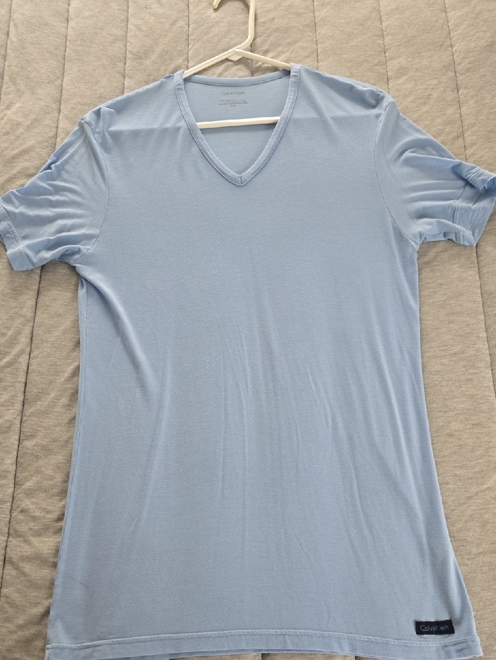 Calvin Klein Pale Blue Modal V-Neck Short Sleeve Tee